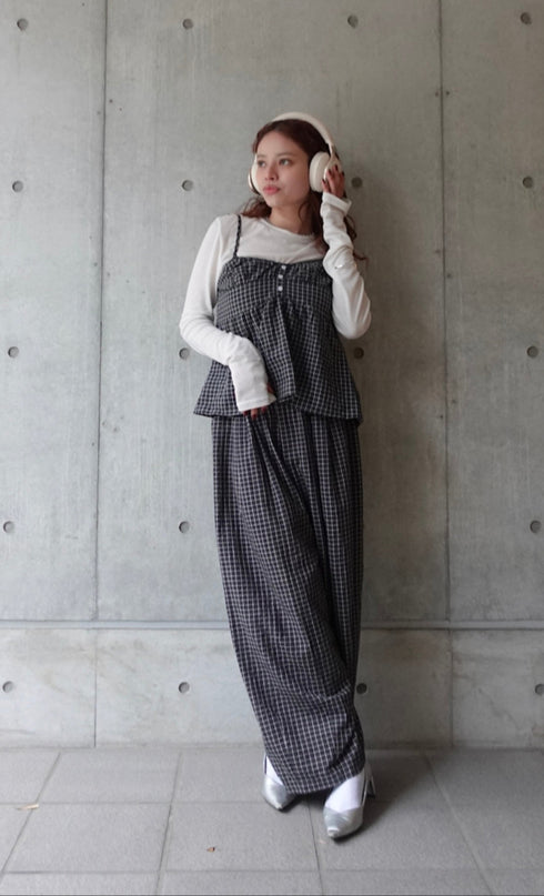 チェックボリュームラフパンツ